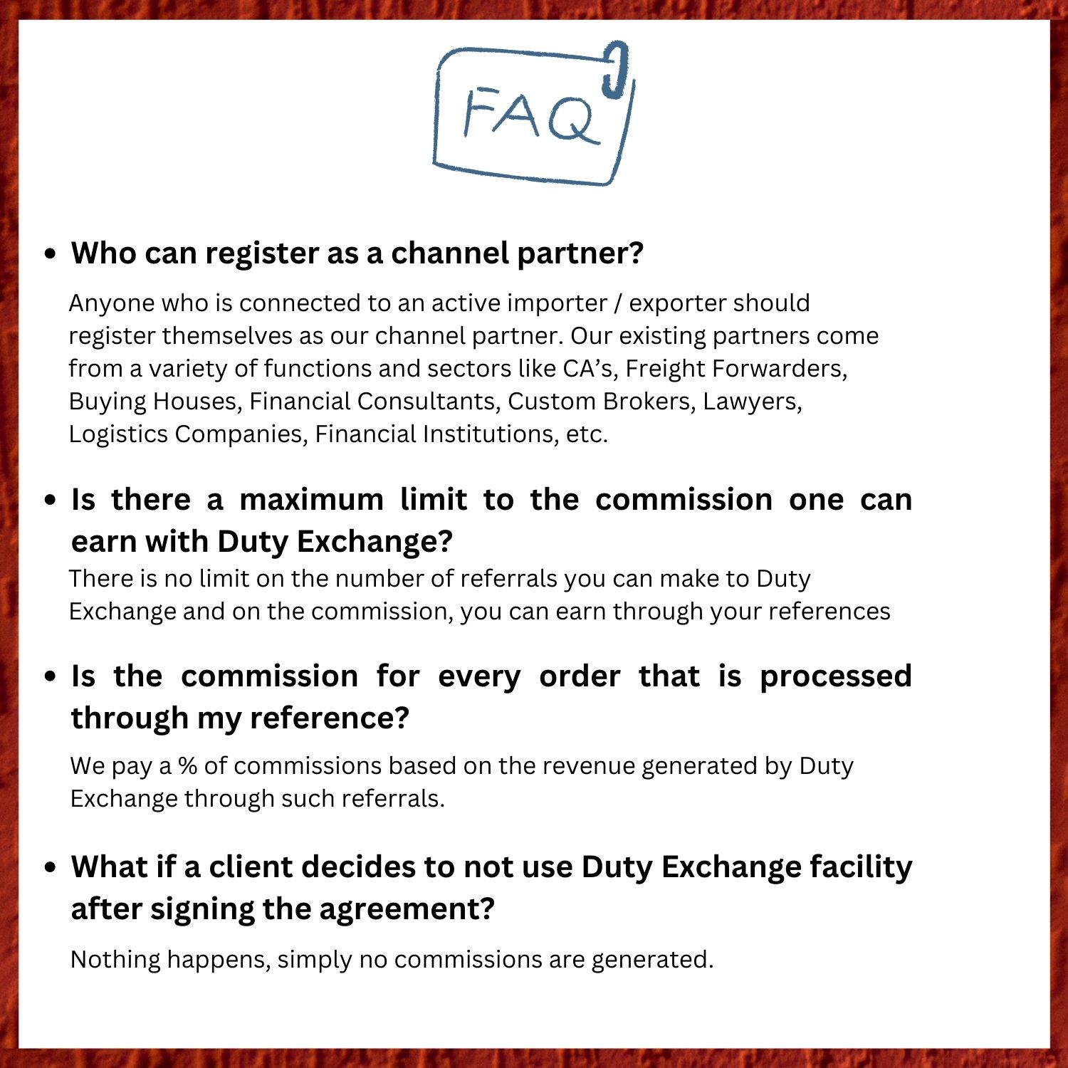 Duty Exchange FAQs